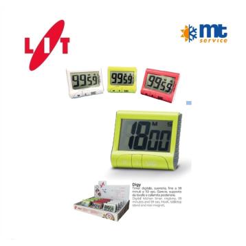 Timer digitale,suoneria, fino a 99 minuti e 59 sec.digy gancio, supporto da tavolo e calalmita posteriore.