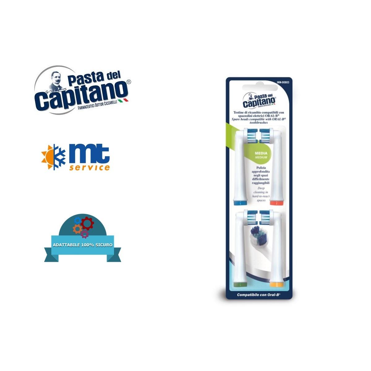 4 spazzolini pasta del capitano compatibili con oral-b - pulizia approfondita