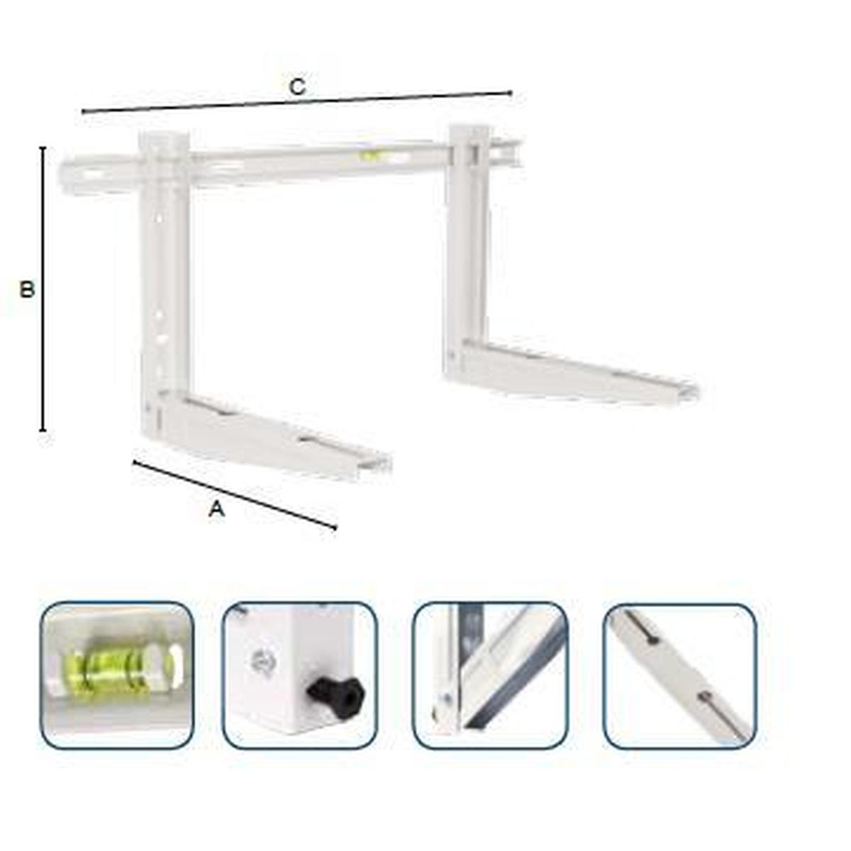 KIT STAFFA / MENSOLE REGOLABILI CON BARRA 380X400X800mm 12/10
