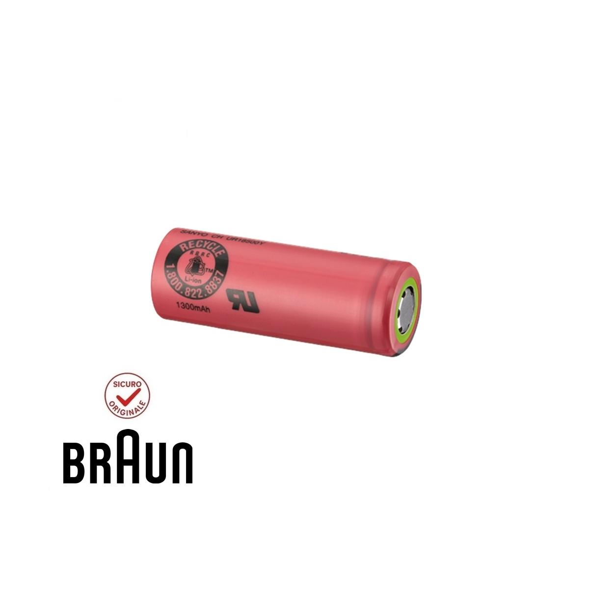 BATTERIA RICARICABILE ORIGINALE BRAUN - Li-Ion (UR18500Y-NS) - 1300mAh - 3,7V 5380 / 5808