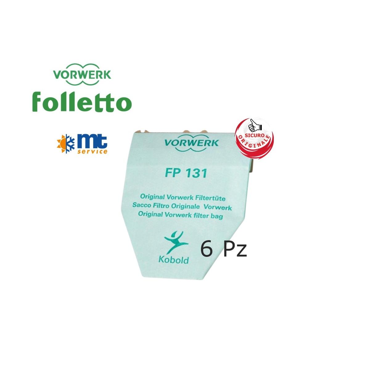 Confezione 6 sacchetti filtrelli s3 vorwerk folletto vk130/1