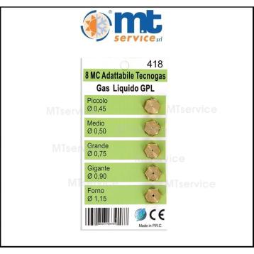 Kit 5 ugelli piano cottura cucina 8mc gpl g30-g31 passo stretto