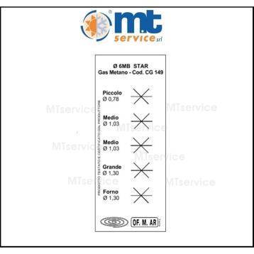 Kit 5pz iniettori/ugelli tipo basso metano 6mb esagonale 7 universale per piano cottura cucina