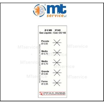 Kit 5pz iniettori/ugelli tipo basso gpl 6mb esagonale 7 universale per piano cottura cucina