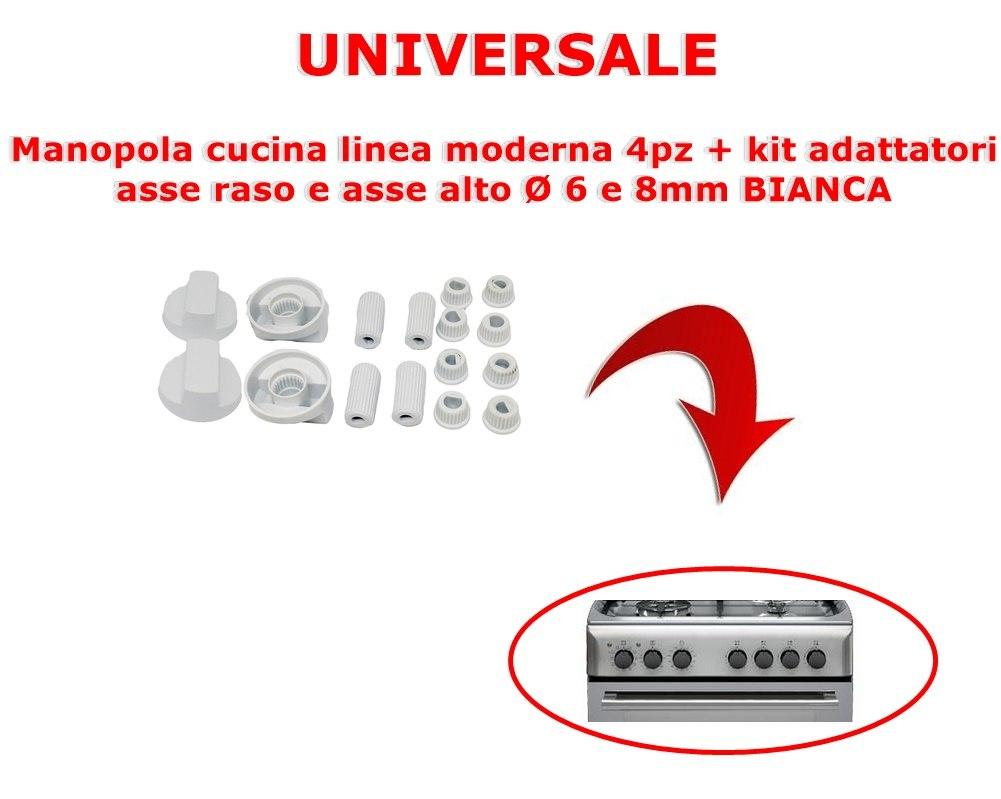 KIT 4 PZ  MANOPOLA CUCINA linea MODERNA - Ø 6 e 8 BIANCA PERNI 28mm e 10mm