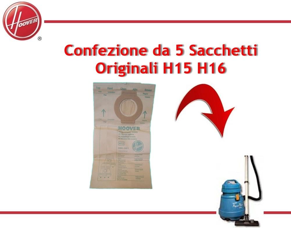 Cf 5 sacchetti h15 - h16 originali hoover per bidone aquajet e aquaplus