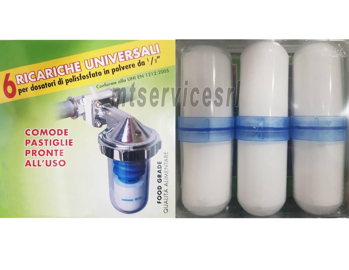 Kit 6 ricariche dosatori polifosfati anticalcare/antiossidanti universali  1/2