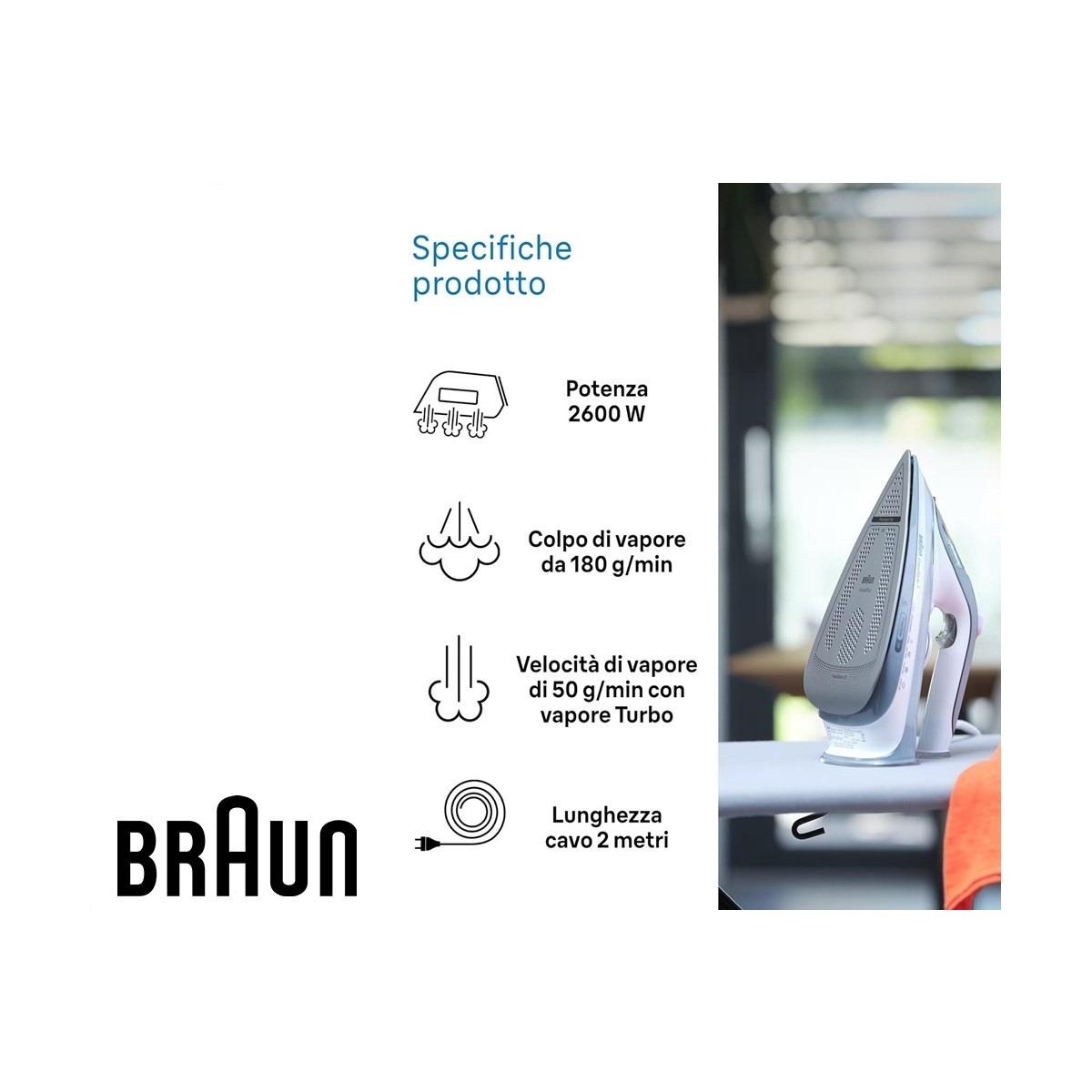 Ferro da stiro a vapore braun texstyle5 si5078gy - freeglide 3d