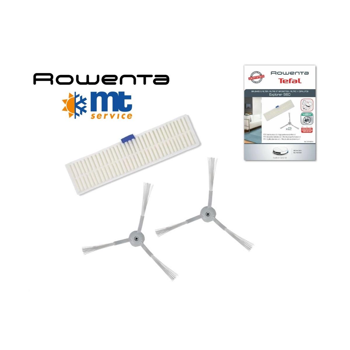 KIT 2 SPAZZOLINE + FILTRO ORIGINALE ROWENTA SERIE EXPLORER 60 RR74xx