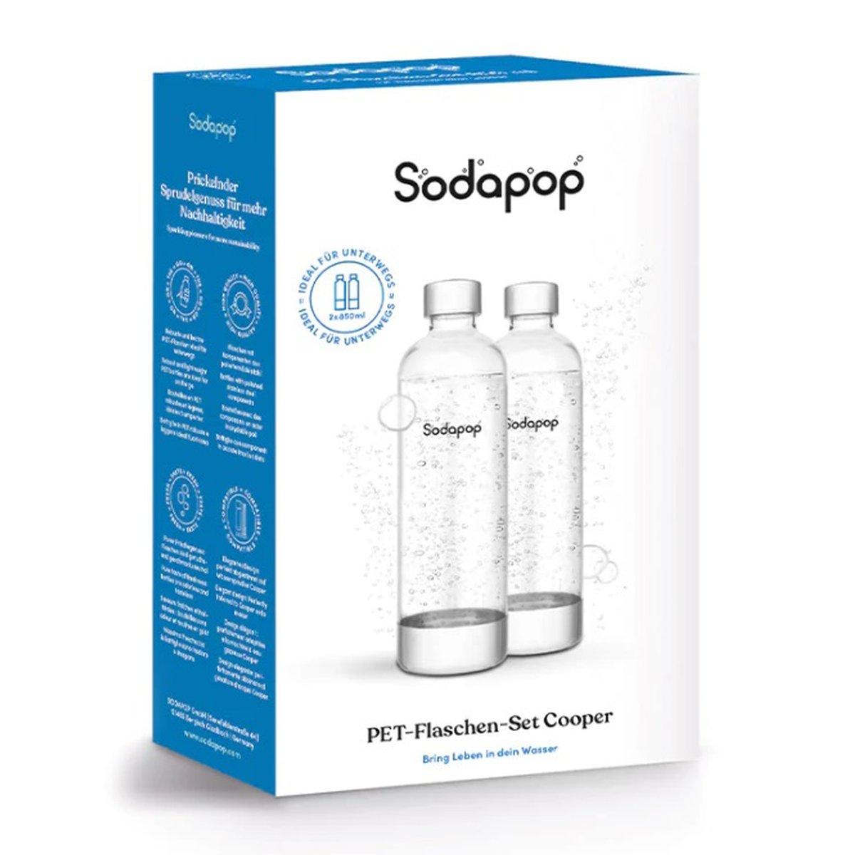 Conf.2 bottiglie in pet/metal 1 lt per gasatore sodapop cooper