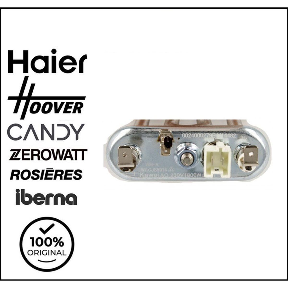 Resistenza lavatrice 1800w + ntc faston originale haier 0024000279e
